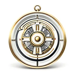 Brass astrolabe with rotating rings and runic engravings icon on white