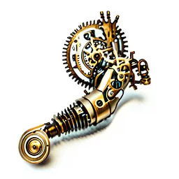 Articulated aged clockwork automaton hand icon on white