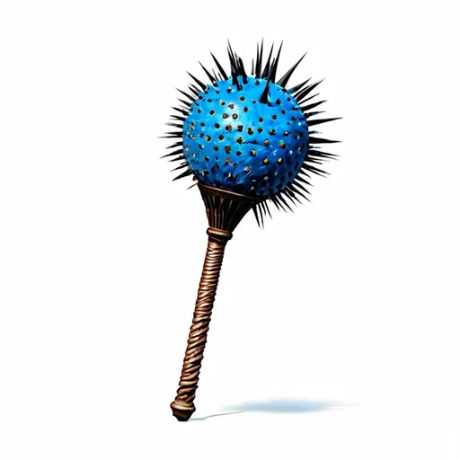 Blue-black flanged mace icon on white