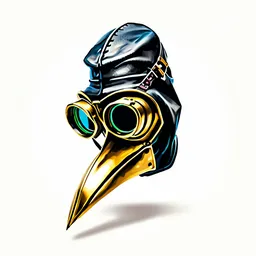 Leather plague doctor mask with brass-rimmed lenses icon on white