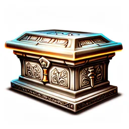 Ancient engraved stone sarcophagus icon on white