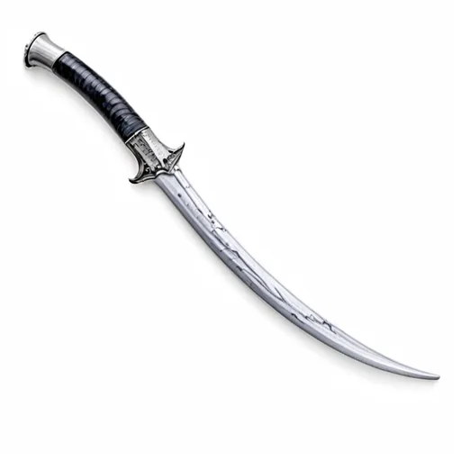 Silvery curved scimitar icon on white