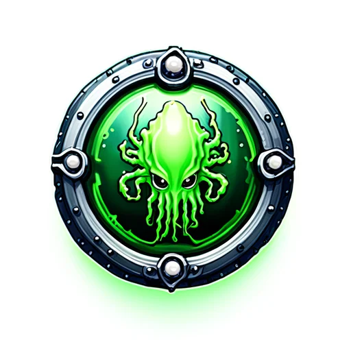 Deep-sea themed round shield icon on white